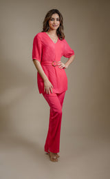 Hot Pink Pleated Set