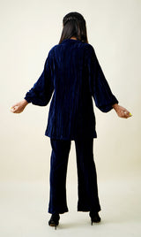 MIDNIGHT BLUE CRUSHED VELVET CO-ORD SET