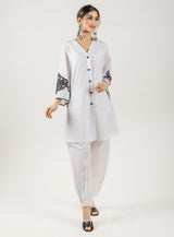 WHITE EMBROIDERED SUIT SET