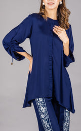 Navy Blue Co-ord Set with Embroidered Pants