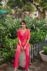 Hot Pink Pleated Set