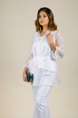 Organza Embroidered Cape Set