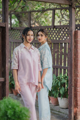 Light Pink Floral Embroidered Co-ord Set