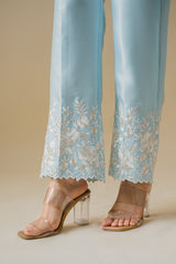 Light Blue Floral Embroidered Co-ord Set