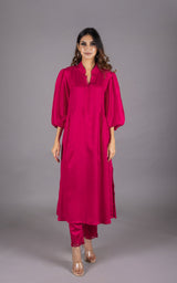 Hot Pink Set with Embroidered Pants