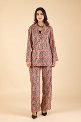 PRINTED VELVET COAT SET