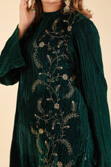 BOTTLE GREEN VELVET CO-ORD SET