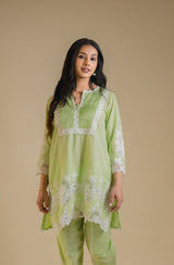 Seher Lime Green Cutwork Suit Set