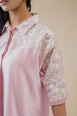 Light Pink Floral Embroidered Co-ord Set