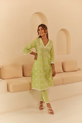 Gul Lime Green Cutwork Suit Set