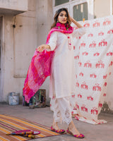 White Cutwork Narrow Salwar
