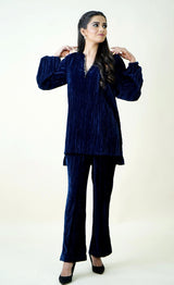 MIDNIGHT BLUE CRUSHED VELVET CO-ORD SET