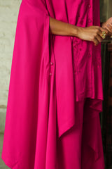 Hot Pink Embroidered Kaftan Set For Women-Inching India
