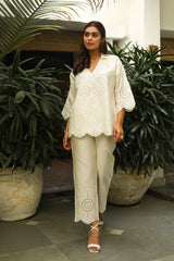 Cream Delight Embroidered CO-ORD Set