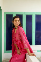 Pink Chanderi Women's Suit Set For Tradition wear