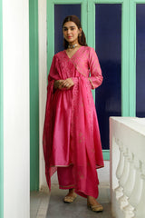 Pink Chanderi Women's Suit Set For Tradition wear