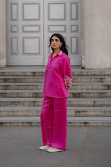 Pink Broderie Linen Set