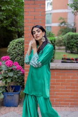 Emerald Green Embroidered Farshi Salwar Set