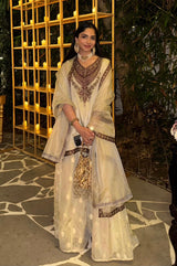 Ziya Ivory Tissue Embroidered Sharara Set