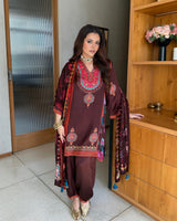 Meher Chocolate Contrast Printed Set