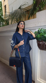 Noor Denim Embroidered Coord Set