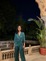 FLOWY BOTTLE GREEN CO-ORD SET- Inchingindia