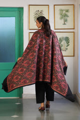 Kashmiri shawl folded to showcase intricate paisley embroidery