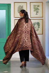 Bronze paisley double sided shawl draped for luxury wedding gift
