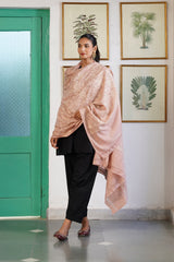Pink melange shawl folded neatly, a thoughtful gift for brides