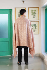 Melange texture and embroidery detail on pink bridal shawl