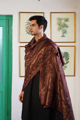 Bronze shawl showing reversible double-sided paisley design