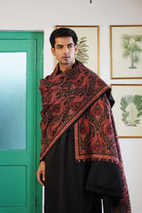 Kashmiri shawl draped elegantly showing fine embroidery