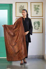 Bride and groom Kaani jacquard stole set in gold black purple blue tones
