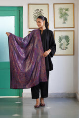 Wine paisley shimmer stole folded neatly for gifting