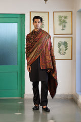 Floral paisley shawl styled elegantly for luxury gifting