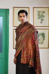 Woman styled in paisley shawl from his and her combo