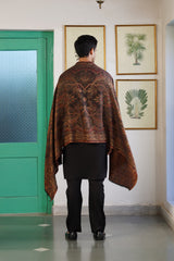 Purple blue jacquard stole close-up highlighting rich texture