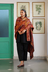 Beige shawl styled elegantly as part of couple's gift set