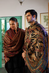 His and her paisley shawl pair arranged for wedding gift