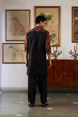 Maroon Paisley Embroidered Kurta with Black Patiala Pants