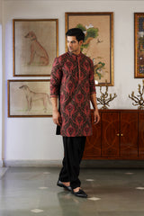 Maroon Paisley Embroidered Kurta with Black Patiala Pants