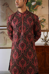 Maroon Paisley Embroidered Kurta with Black Patiala Pants