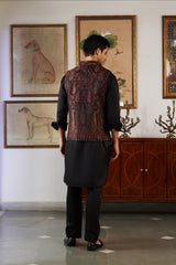 Maroon Kani Paisley Nehru Jacket with Kurta Pant