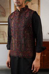 Maroon Kani Paisley Nehru Jacket with Kurta Pant