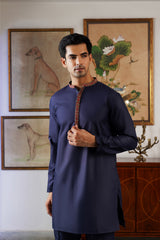 Classic Navy Embroidered Kurta & Pant for Men