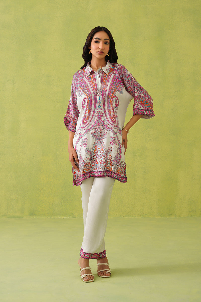 Noor Wine Paisley Co-ord Set