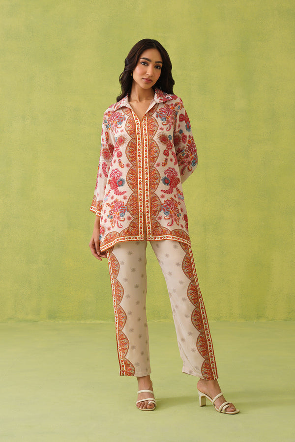 Noor Cream Paisley Printed Set