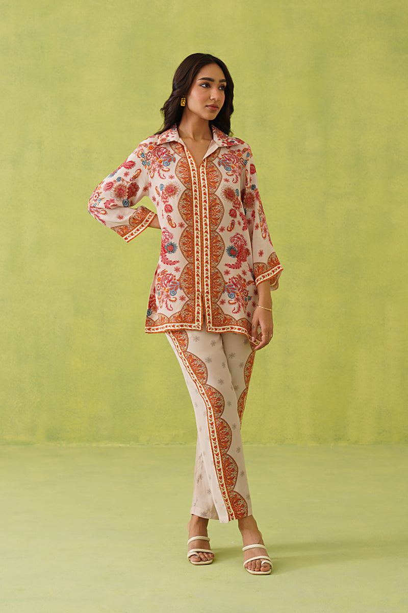 Noor Cream Paisley Printed Set