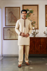 Classic Tassar Embroidered Kurta Pant