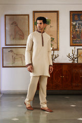 Classic Tassar Embroidered Kurta Pant
